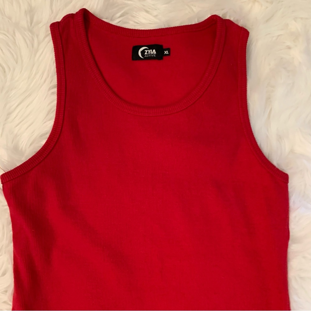 ZYIA Red Cali Tank Top Sz XL Ribbed Activewear Yoga Fitness Workout Gym - Picture 4 of 12